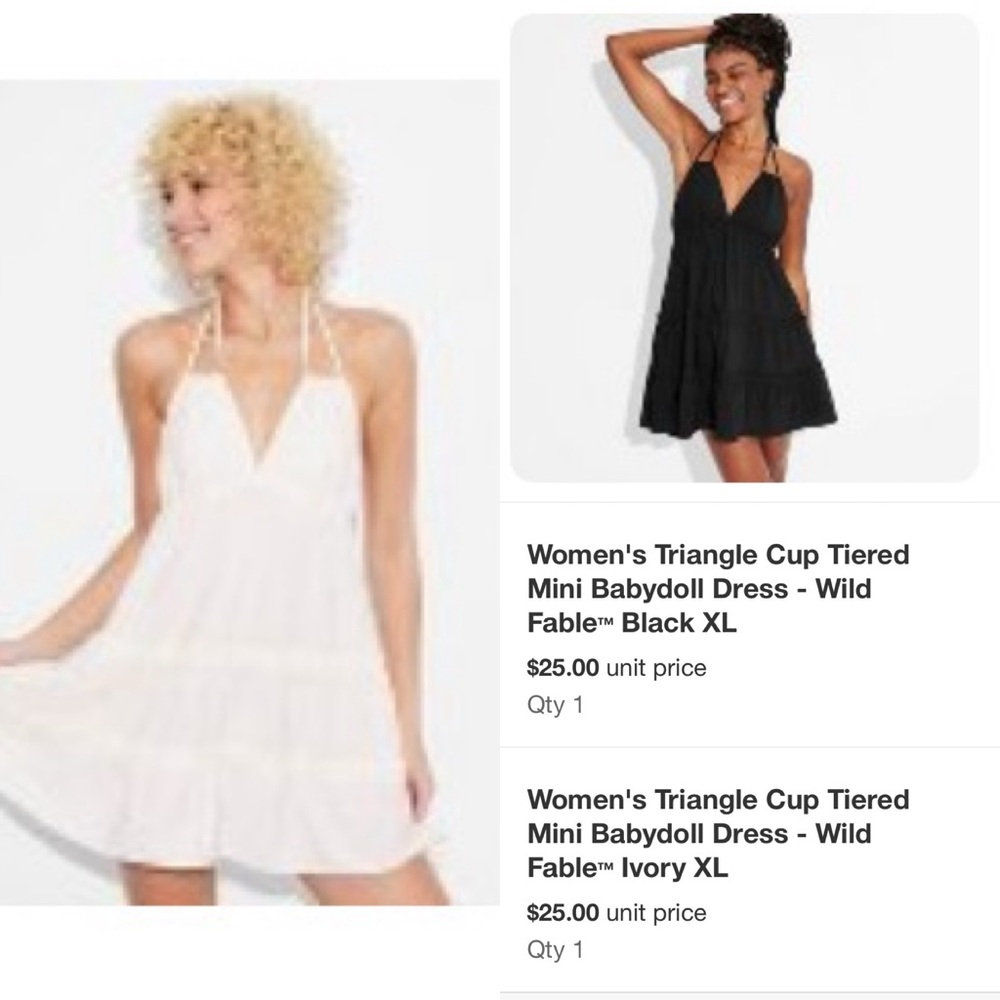 Wild Fable Black and White Babydoll Mini Dress